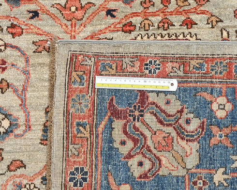 9x12 Gray Blue Aryana Afghan Hand Knotted Veg Dye Wool Area Rug